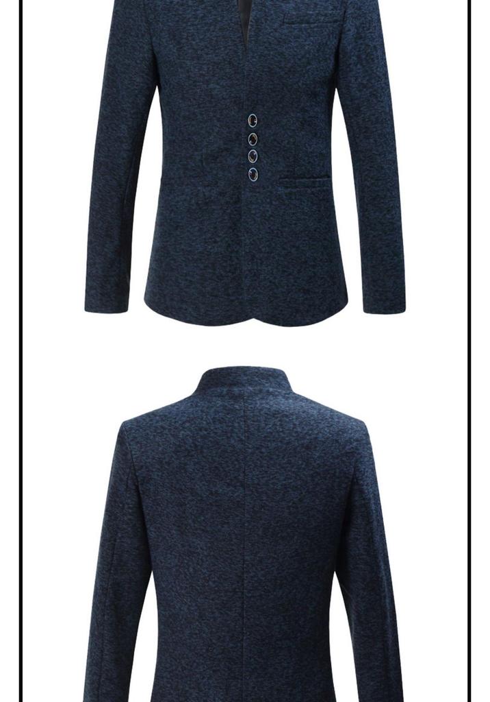 Men's Slim Fit Stand Collar Multi-Button Casual Suit Jacket