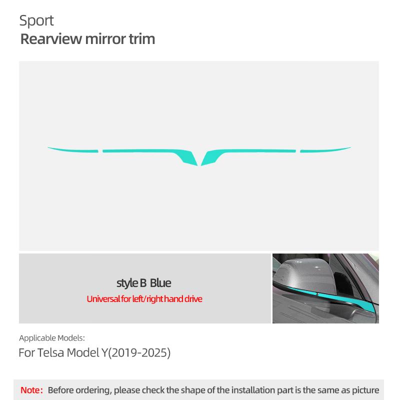 Für Tesla Model 3 Highland 2026 Model Y Juniper Auto Rückspiegel Zierleiste Farbwechsel Folie Dekorationsaufkleber Zubehör