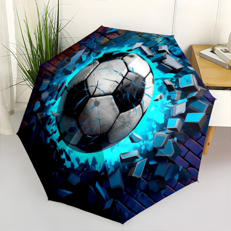 1pc football Umbrella Portable Folding Umbrella Iron Frame Hole Bone Structure Outdoor Home Umbrella