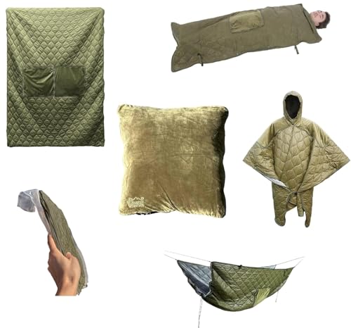 Traveler Outdoor Multi-Functional Emergency Preparedness Cushion, Poncho, Blanket, Sheet, Sleeping Bag, Partition, Underquilt, Warm, Windproof, Water-