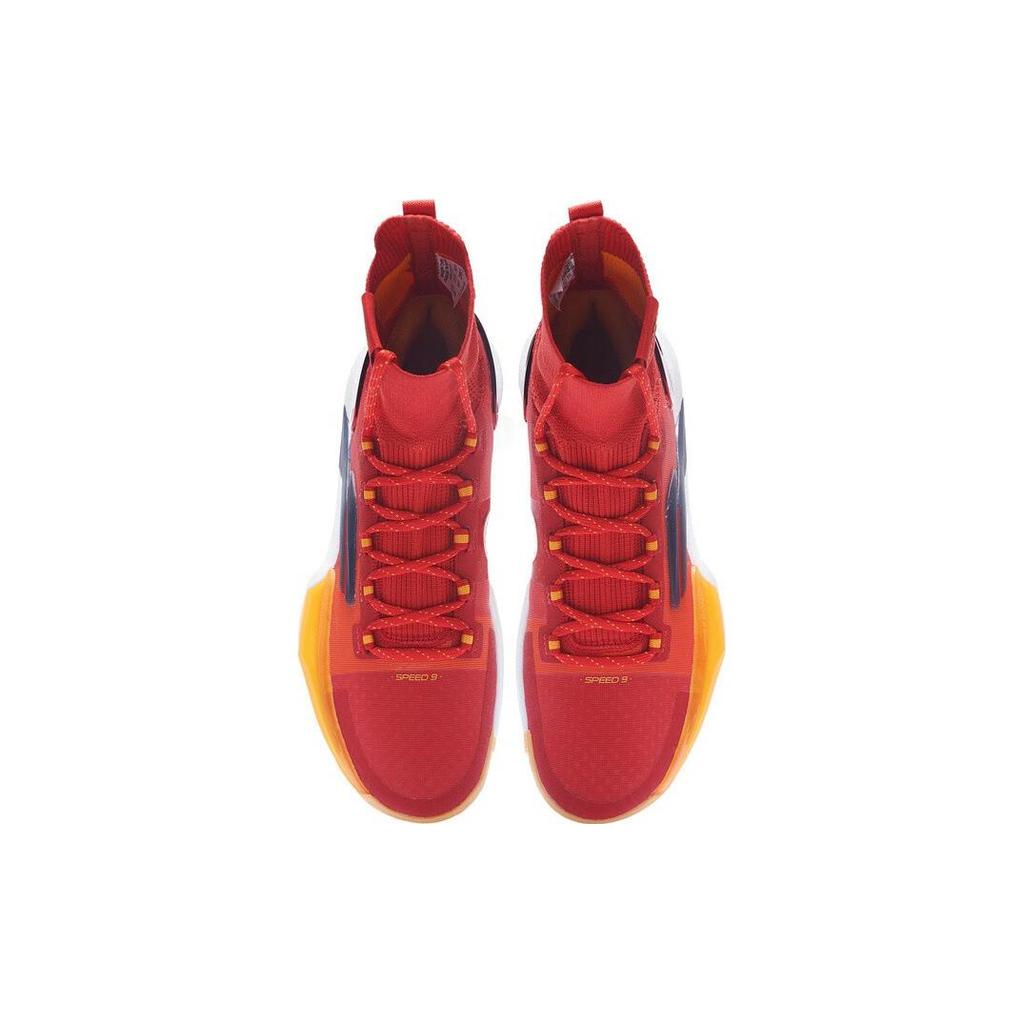 New LiNing Speed 9 Ultra Cushioning Anti Slip And Wear Resistant High Top Basketball Shoes Bright Neon Red ABAT013-6