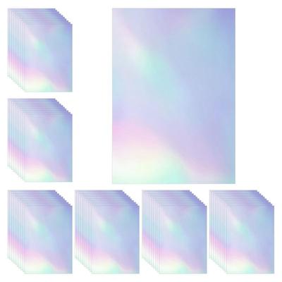 M-Modern-60 Feuilles Feuilles de Laminage Holographiques Papier Autocollant Holographique Transparent Film de Laminage Vinyle 11,7 X 8,3 Pouces Format A4