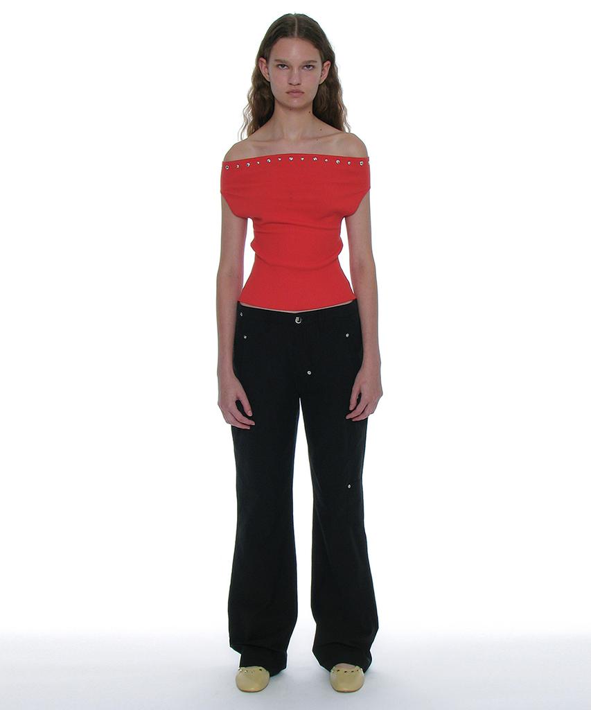 PARTIMENTO WOMEN Low-Rise Pocket Pointed Pants_Black