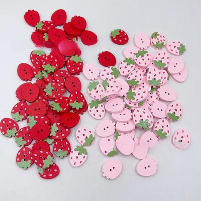 50Pcs/bag Cute Mini Strawberry Wooden Button DIY Small Wooden Chips for Handicrafts Homemade Hairpin Jewelry Decoration Material