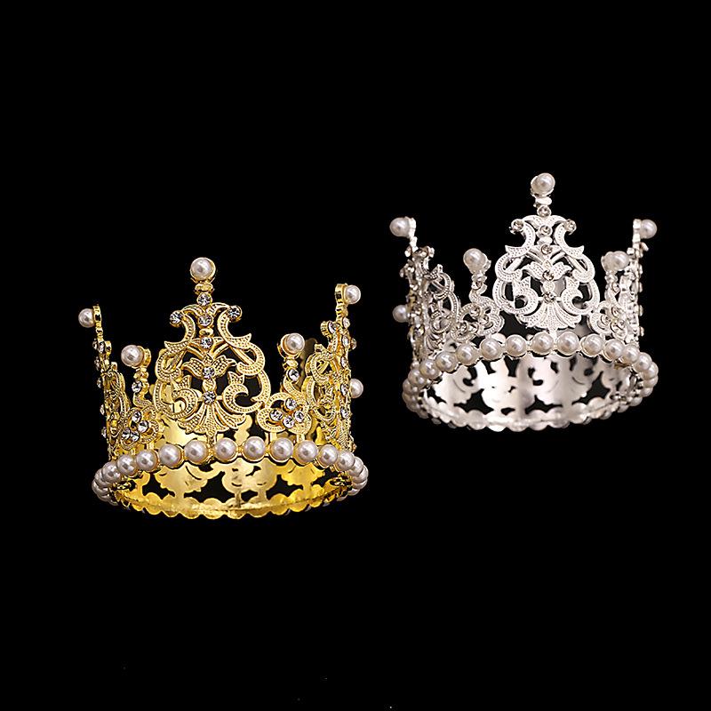 Korean Style Children's Crown Headband, Cake Baking Decoration, Round Crown Headband, Bridal Accessories, Rhinestone Crown Jewelry