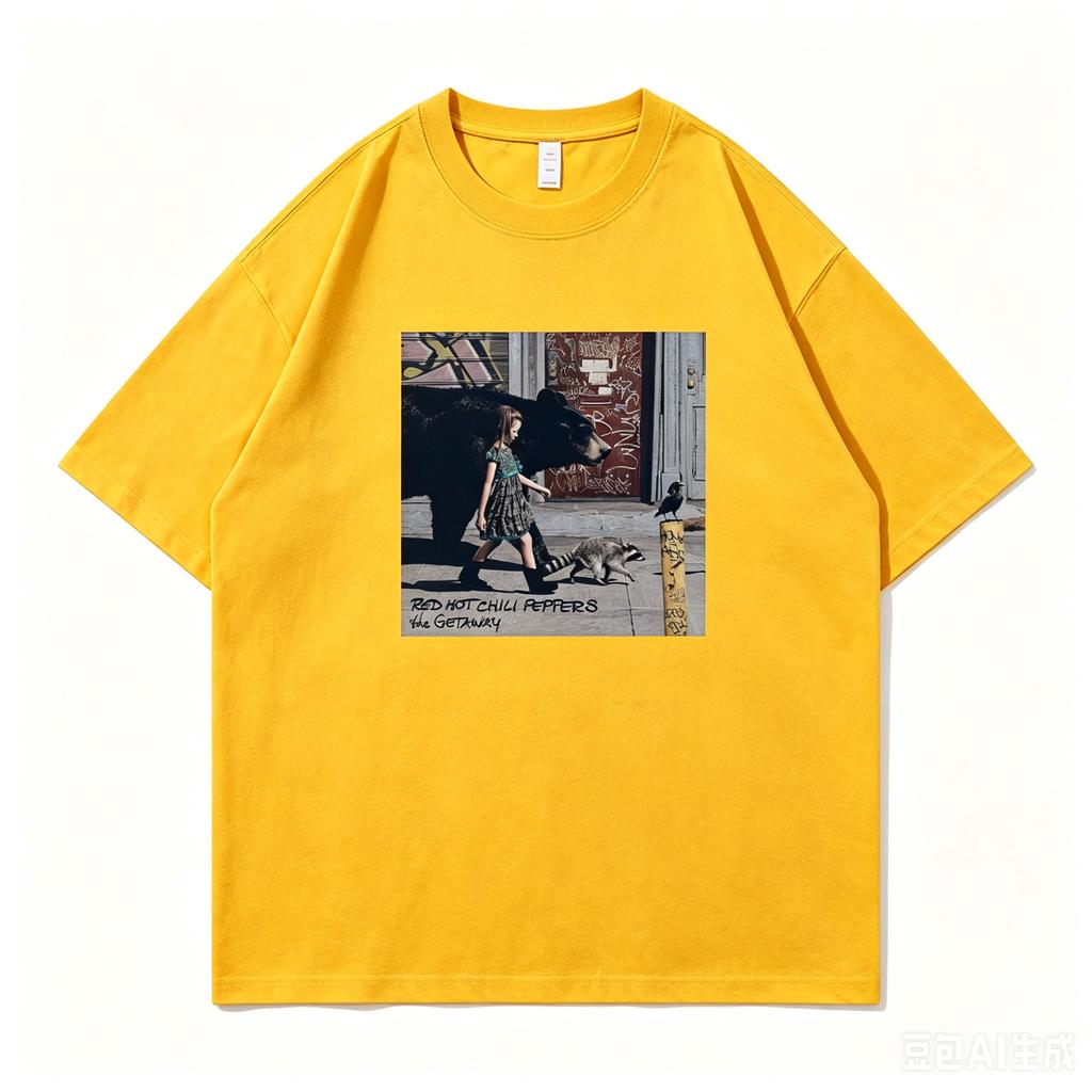 Red Chili Band Retro American Street Vintage Nirvana Relaxed Loose Cotton RoundNeck Rock ShortSleeve TShirt