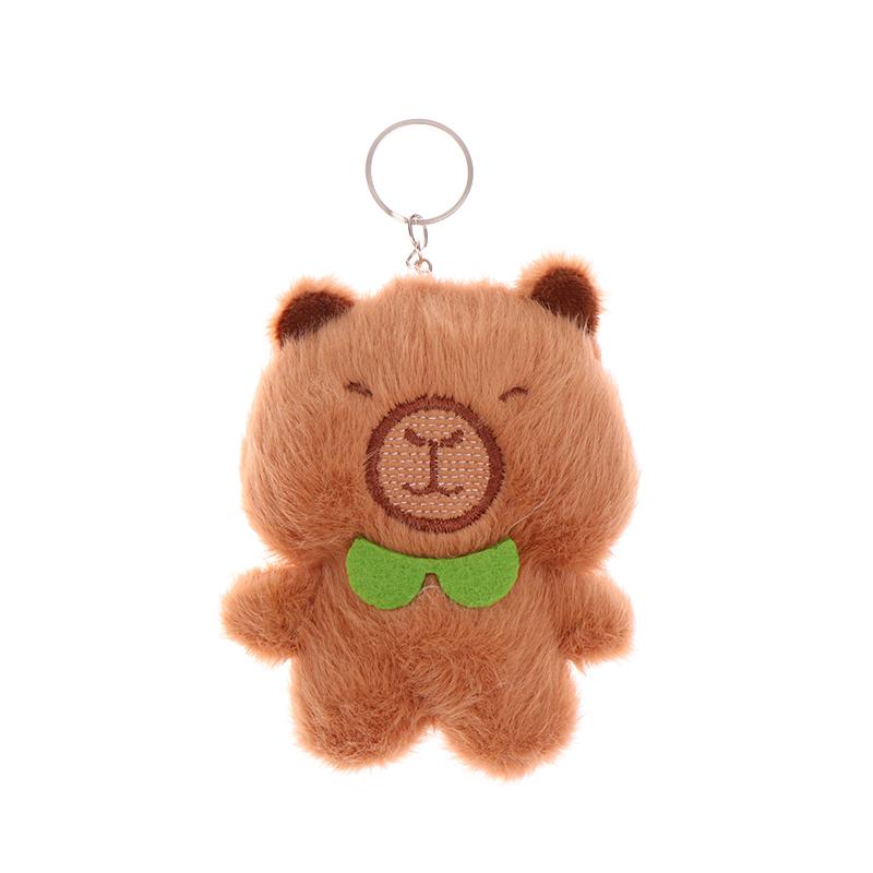Capibara Plush Keychain Cartoon Capybara Stuffed Doll Pendant Car Key Ring Backpack Bag Decor Kid Gift