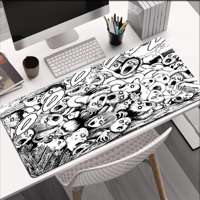 Junji Ito Xxl Mouse Pad Gaming Accessories Keyboard Alfombrillas De Ratón Soft Computer Desk Mat Pc Gamer Cabinet Mousepad Large