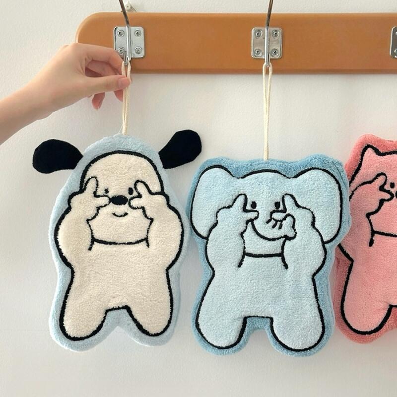 V-Pose Animal Friends Kitchen Ring-Shaped Microfiber Hand Towel V-pose hand towel_pink
