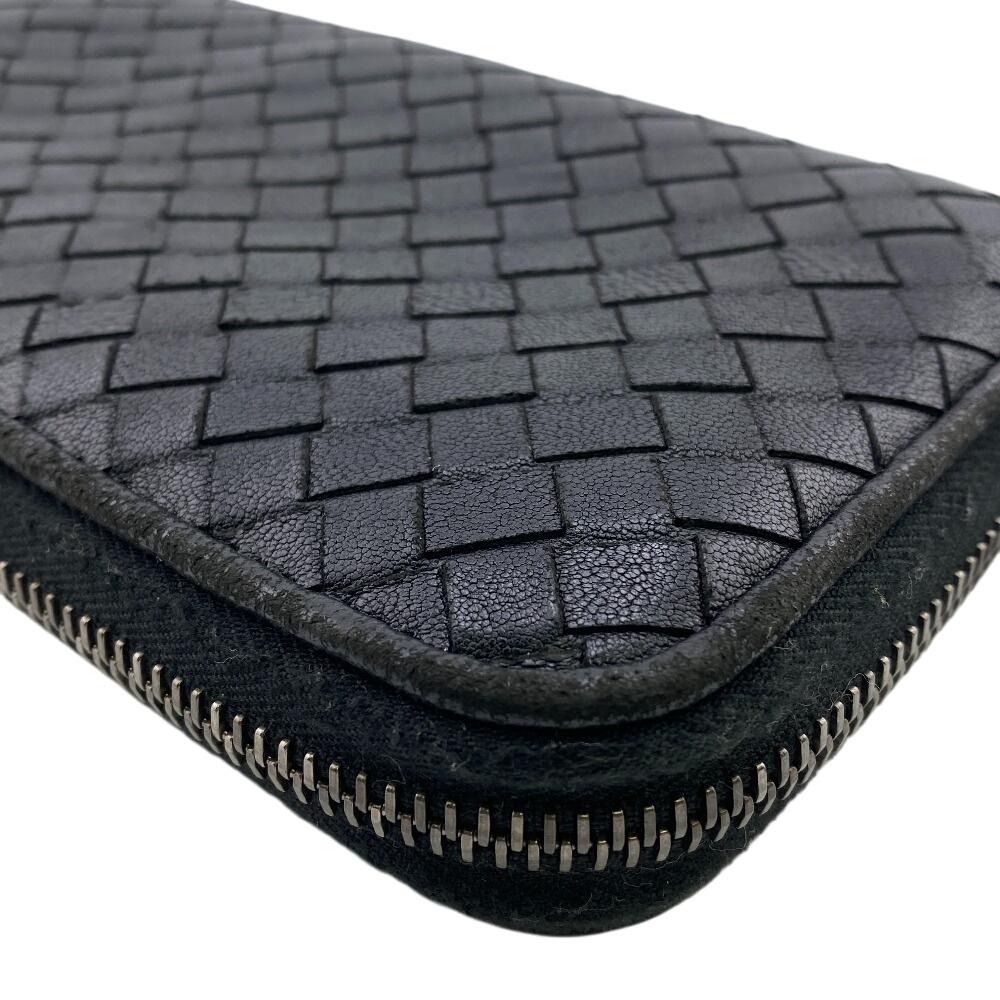 BOTTEGAVENETA Zip Around INTRECCIATO leather Purse black leather mens Used