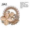Secure Collar Pin Solid Alloy Pin, Four-Leaf Clover Center Shape Brooch with Dress Shirt Accessory Faux Opal, Electroplated Anti-Oxidation Fastener