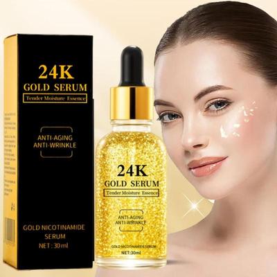 Siero Viso Oro 24K Acido Ialuronico Idratante Essenza Antirughe, 30ml
