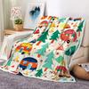 Cartoon Pine Tree Car Printed Blanket for Sofa Bed Travel Camping Living Room Office Conditioning Blanket for All Seasons Gifts