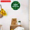 2D Flat 20*20cm1pc March 17 St Patricks Day Green Stripe Cartoon Four Leaf Grass Round Decorative Door Pendant Hanging Welcome Party Wooden Sign Happy