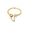 Chic Luxury Heart Tassel Zircon Chain Open Ring for Women