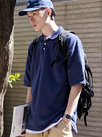 Loose Fit Polo Shirt Navy Jkst2066 Navy/L