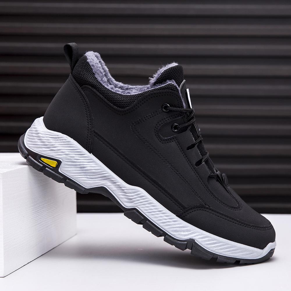 Pantofi casual de iarnă pentru bărbați, impermeabili, din piele, cu căptușeală groasă de catifea, pentru zăpadă