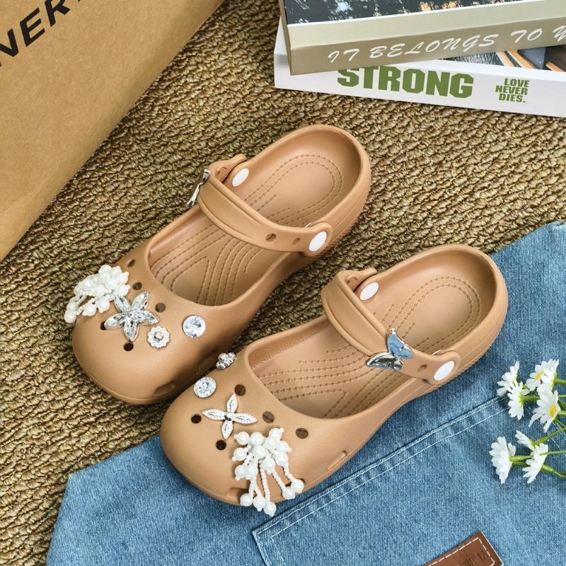New ballet hole women's shoes wear eva summer sandals bag head wear sandals non-slip belt drill explosion