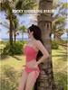 2024 Korean-Style Women's Split Swimsuit: Girl's Tube Top Drawstring Bikini for Resorts & Hot Springs