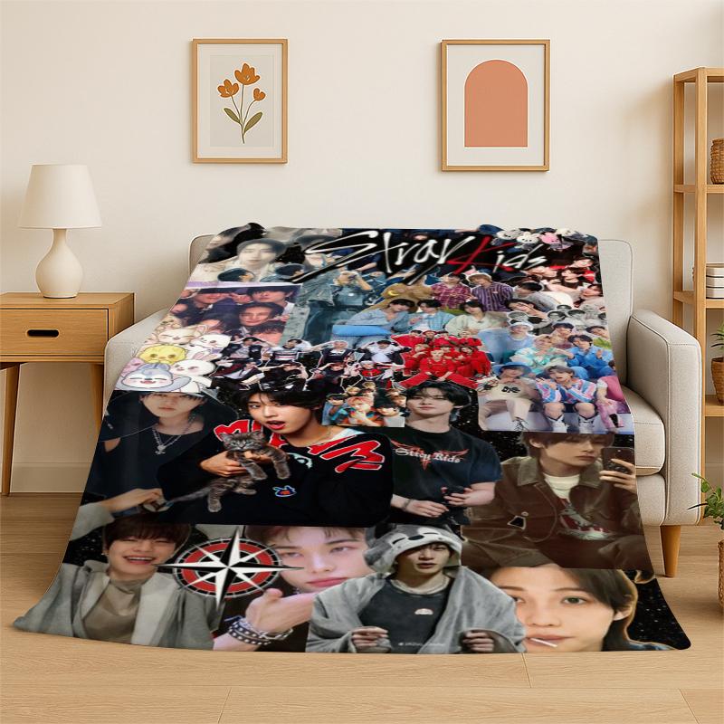 Fashion Kpop Stray Kids Soft Flannel Throw Blanket,Cozy Blanket for Bed,Couch,Sofa,Bedroom,Living Room,Travel,Picnic Camping