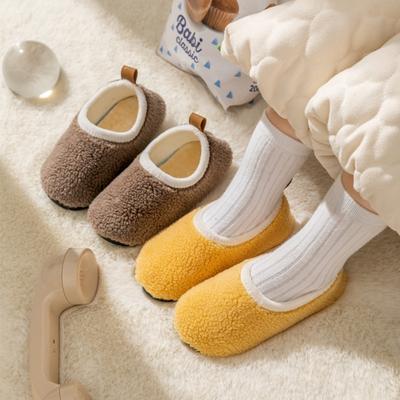 Children's Cotton Slippers Baby Boy Cute Indoor Home Floor Socks Shoes Anti Slip Soft Sole Plush Girls' Cotton Shoes