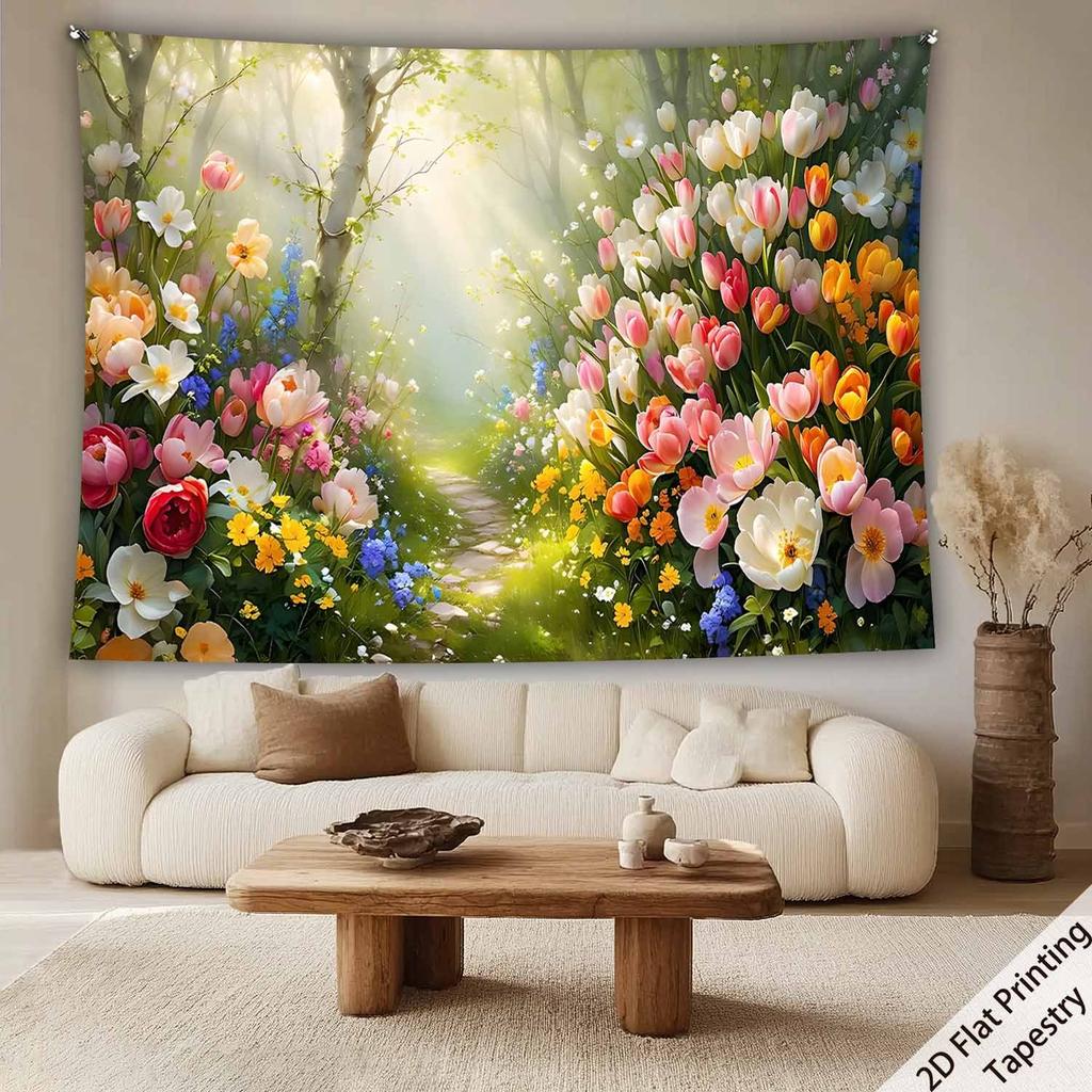 Rural floral style Digital printing polyester wall tapestry suitable for use in living rooms bedrooms offices bars and party