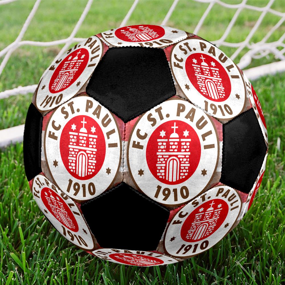 St. Pallone da Calcio a 5 Pauli FC Colorato Cucito a Macchina PVC Misura 5 Pronto per Allenamento di Squadra e Competizione Durevole Rimbalzo Elevato Fantastico Regalo Sportivo