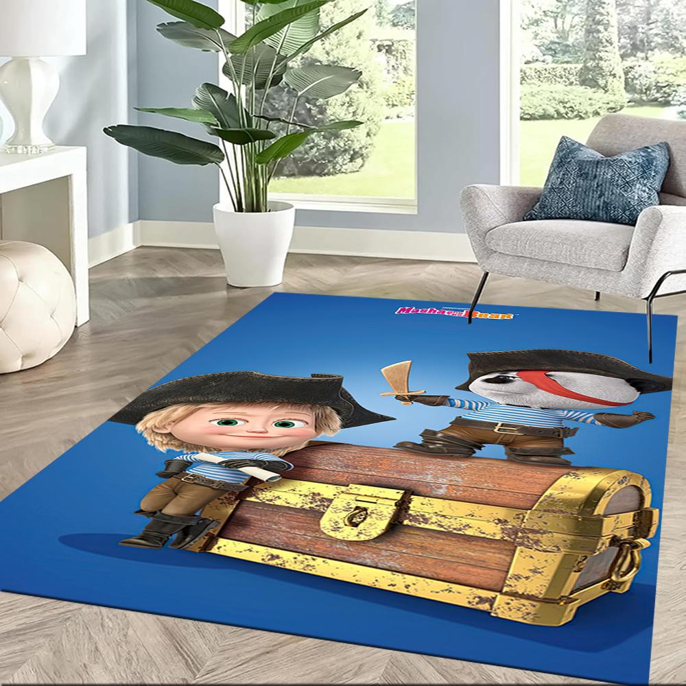 Masha Bear Area Rug Suitable for Bedrooms Game Room Study Room Decorate Room Anti-slip Rug Anime Office Decor Gift for Festivals