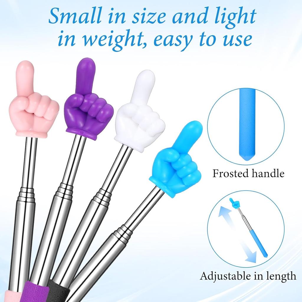 4 PCS Retractable Teacher Pointer Sticks, Extendable Hand Pointer Finger Pointers Stick Mini Retractable Classroom Pointers Hand PointerStick,