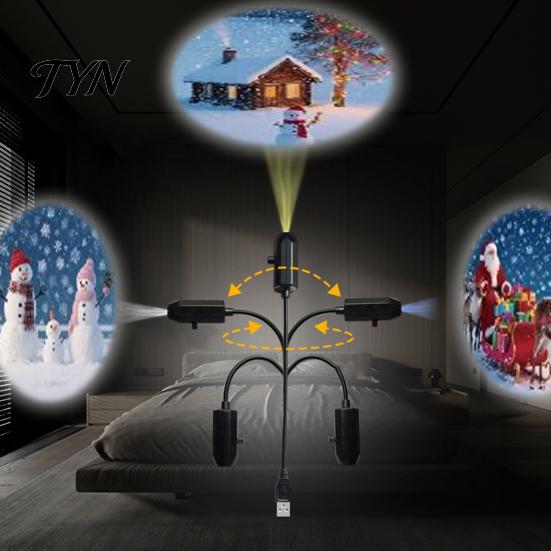 Holiday Gift for Bedroom USB Power Projector Night Light, 360 Degree Flexible Neck, Christmas LED Dynamic Projection Lamp Light Indoor Ceiling, Wall,