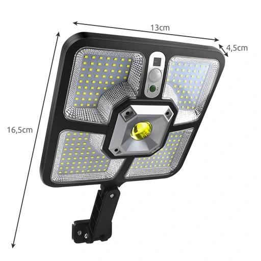 Lampa Solarna 220 Led 15 Cob Ogrodowa Uliczna Czujnik Ruchu Zmierzchu Pilot