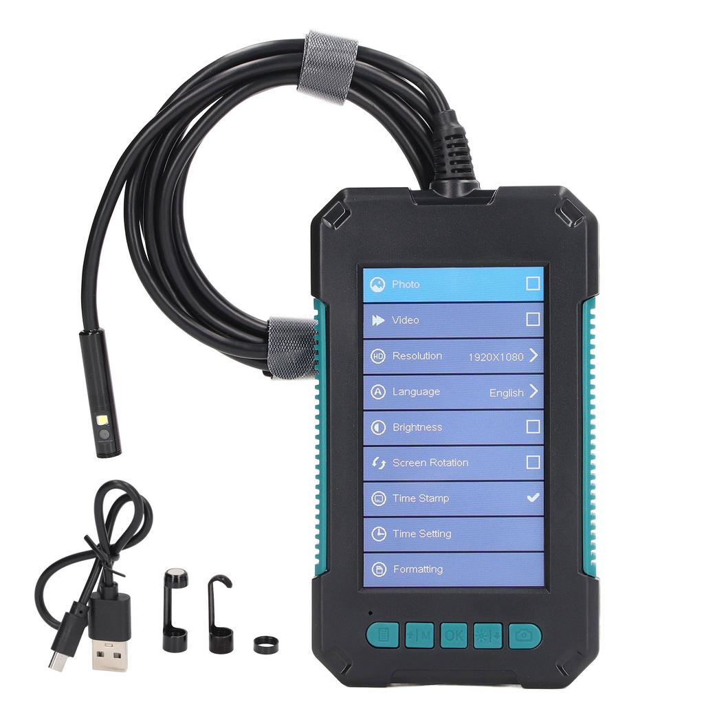 8mm Lens Digital Endoscope 4.3in IPS Screen Industrial Inspection Camera with LED Light DC 5V 10