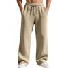 European and American men's spring and autumn casual loose jacquard waffle solid color simple tether straight sports trousers