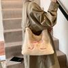 Casual fluffy bag large capacity tote bag bow women's shoulder underarm bag autumn and winter new backpack plush bag