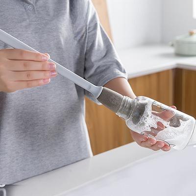 1/3pcs Nordic Long Handle Sponge Brush for Bottles & Cups - Ergonomic Durable Plastic Cleaning Brush with Soft Sponge Head