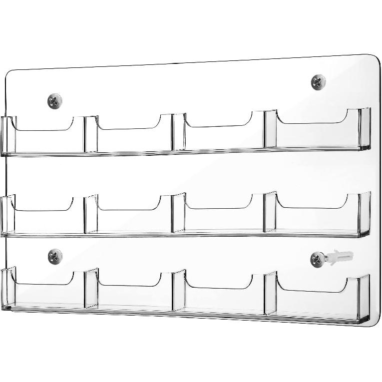 Lincia Acrylic Business Card Holder Wall Mount Clear Sticker Display Rack Multiple Plastic Card Organizing Sticker Display Stand for Schools and