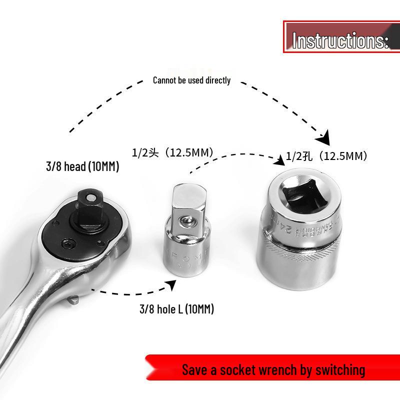 Ratcheting Wrench Socket Adapter Set: 1/4, 3/8, 1/2 inch Interchangeable Converters