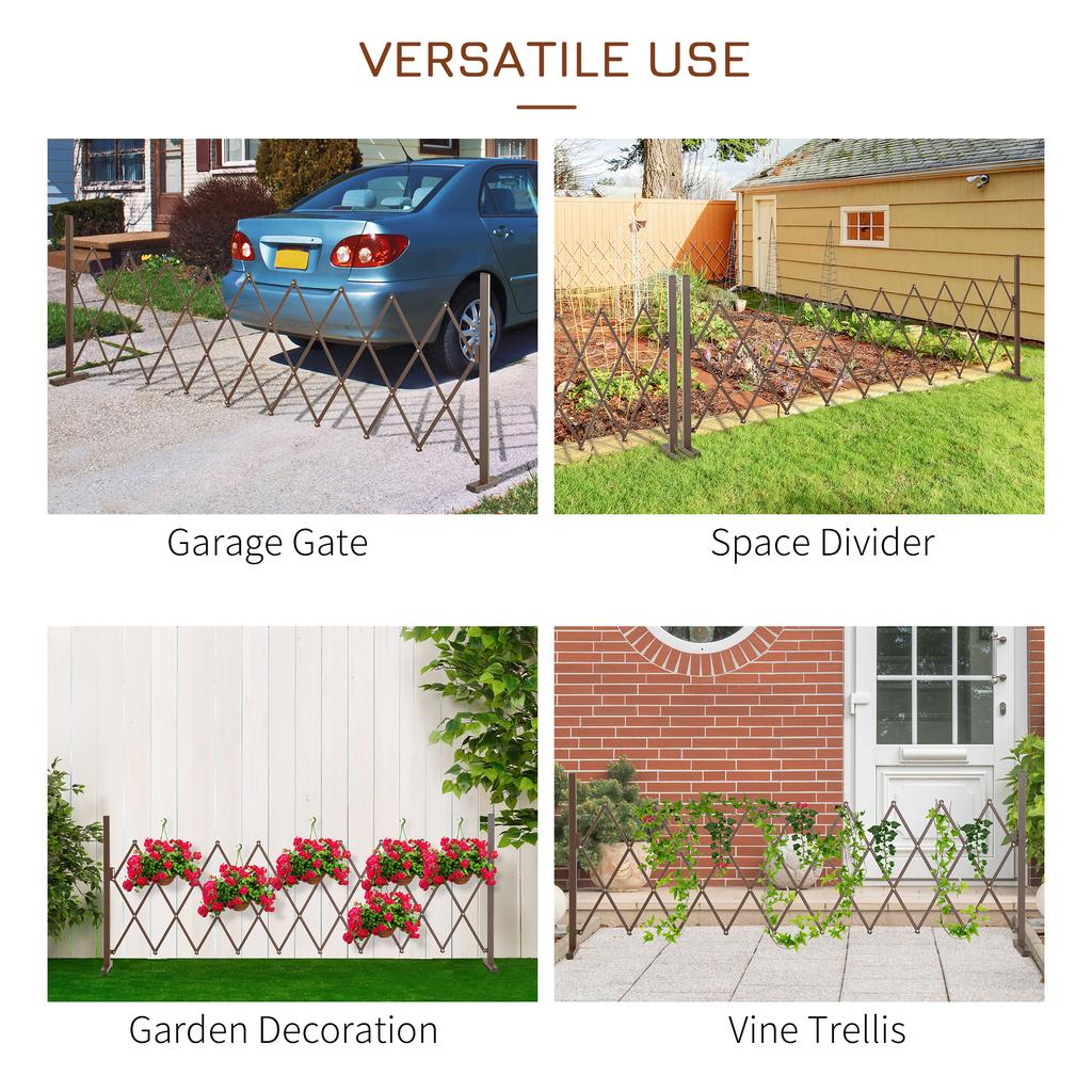 Expanding Trellis Fence, Freestanding Movable Fence, Foldable Garden Screen Panel, 300 X 103.5 Cm, Dark Brown