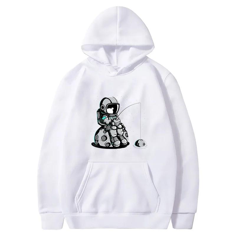 Новые женские толстовки унисекс с принтом астронавта из мультфильма повседневные топы с круглым вырезом свободные футболки с короткими рукавами в стиле Харадзюку одежда в корейском стиле XXXL белый 3094₽
