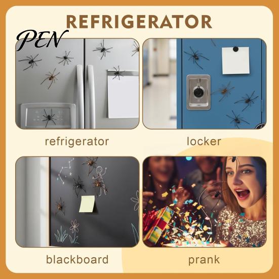 Spider Magnetic Decoration 1/4/8Pcs 3D Refrigerator Magnet for Halloween, Scary Fake Office Cabinet Decor Decoration, Halloween Prank Props,