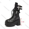 Comemore Punk Goth Women Motorcycle Boots Belt Buckle Thick Bottom Platform Shoes Woman Black Cool Street Mid-calf Botas Female