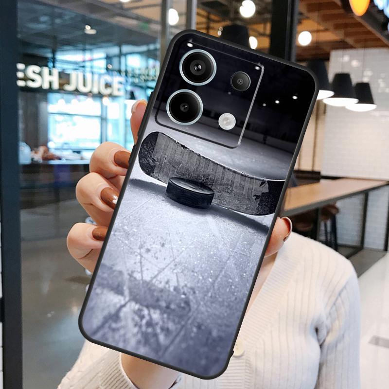 Hockey Stick and Puck Case For Xiaomi Redmi Note 11 9 10 12 13 14 15 Pro Plus Redmi 15 15C 10C 12C 13C 14C Cover