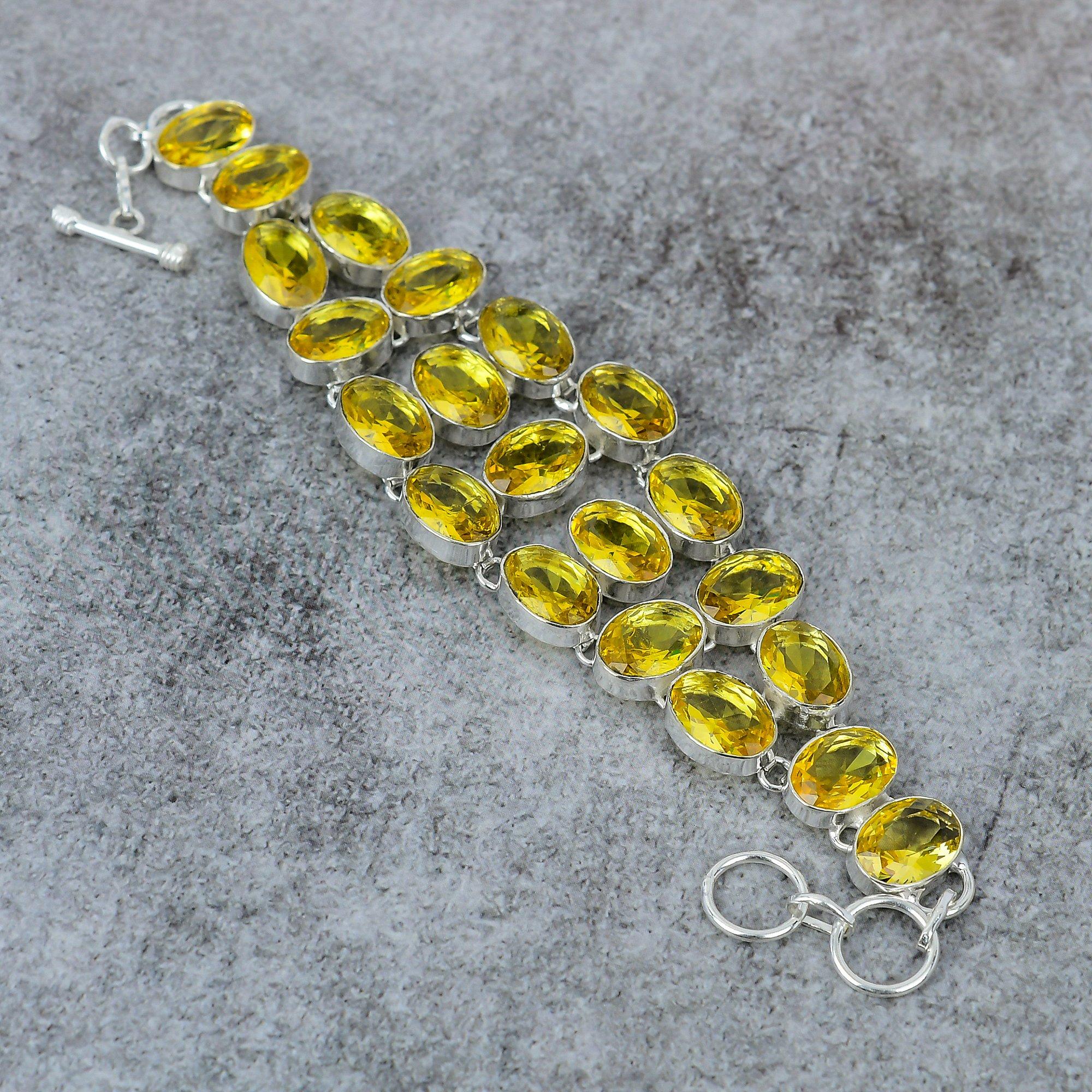 

Браслет з цитрину ручної роботи зі срібла 925 проби 7-8 M-311