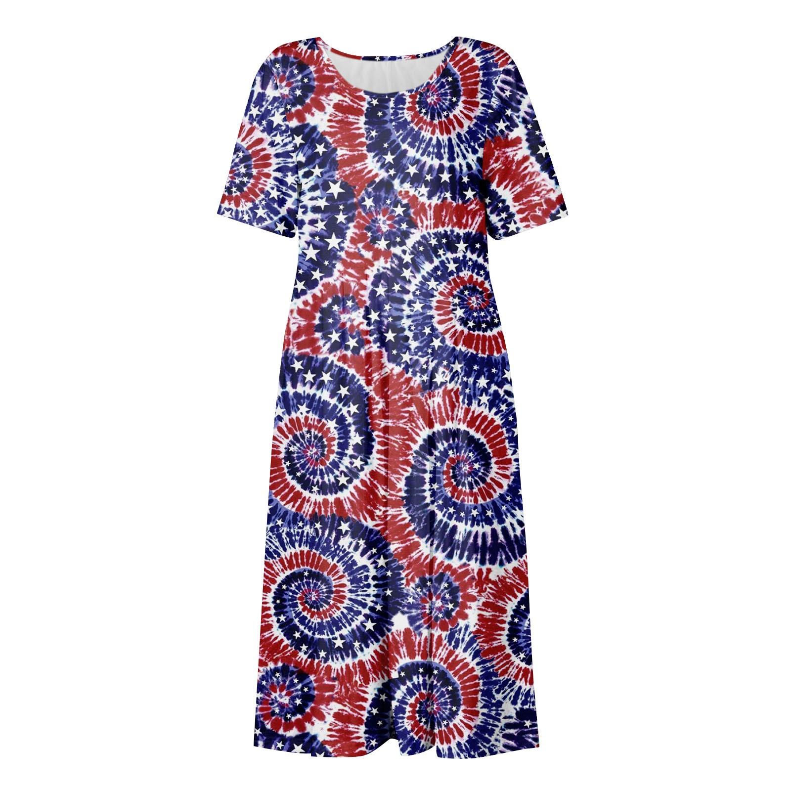 Женское летнее повседневное модное платье с коротким рукавом и карманом на День — фото 4