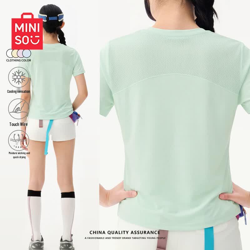 MINISO Women s Ice Silk Short Sleeve Quick-Dry T-Shirt 2XL