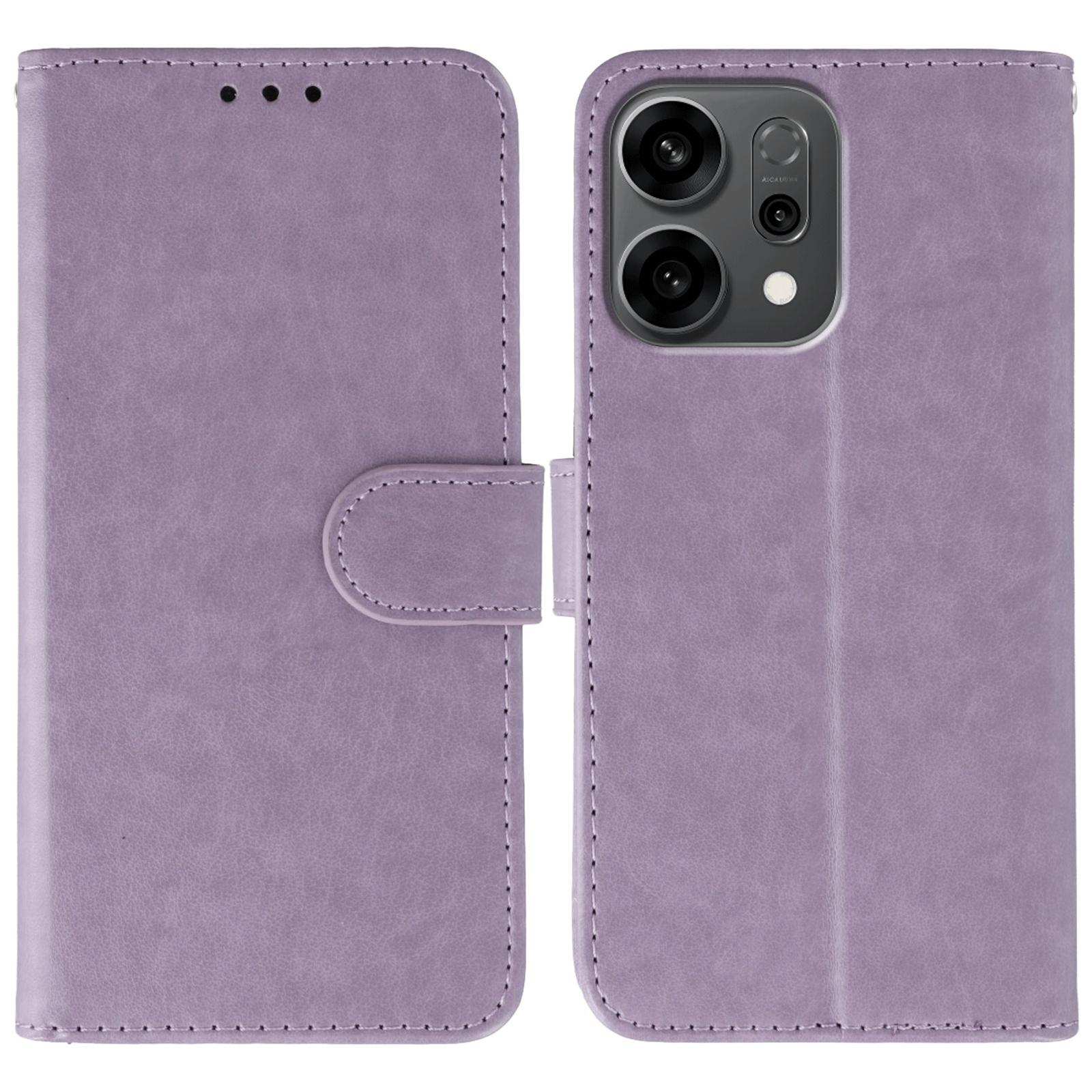 

Для Oppo Reno14 5G (Глобальный) Чехол из ПУ кожи, откидной кошелек, чехол для телефона со шнурком Purple