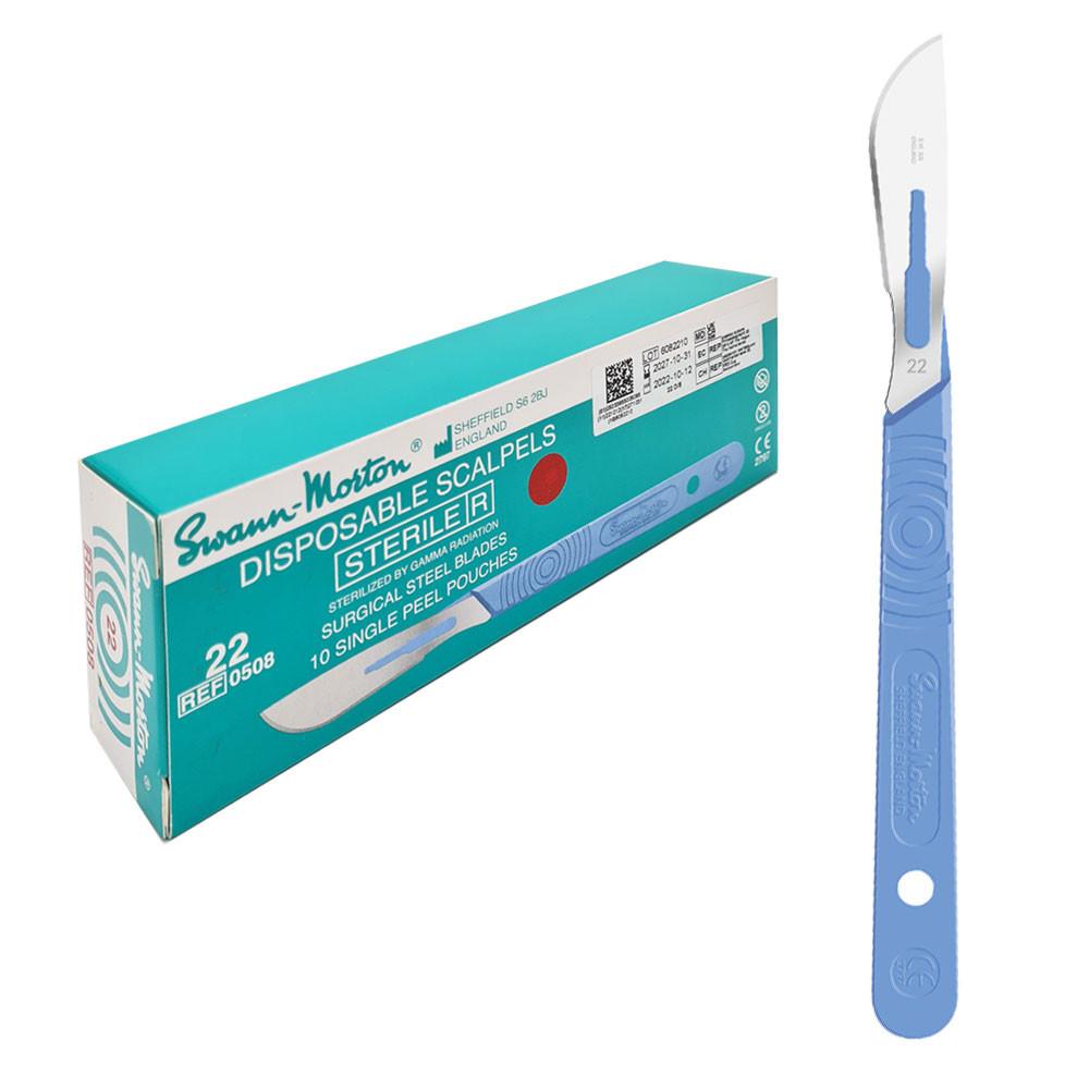 Swann-Morton Surgical Scalpel 22 Sterile 10-Pack Stainless Steel