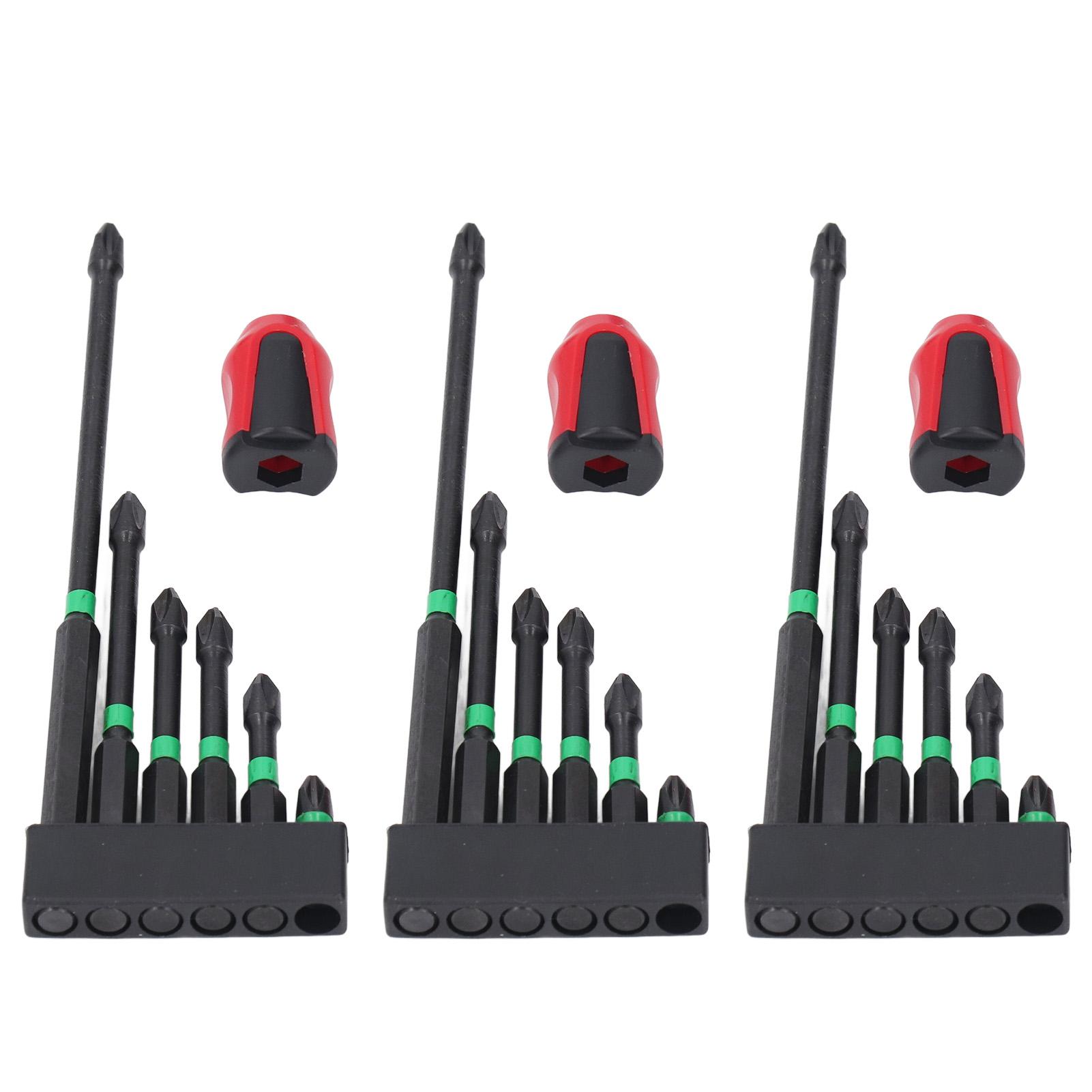 

21Pcs Magnetic Screwdriver Bit Set Impact 14in Hex Shank Cross Green Magnet Ring Bits and Red