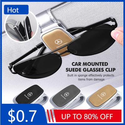Bilklistremerke Bil Legering Brilleklips Flip Lær Solbrilleoppbevaring For Mercedes Benz W211 W124 W176 W177 C180 C200 C260 C300