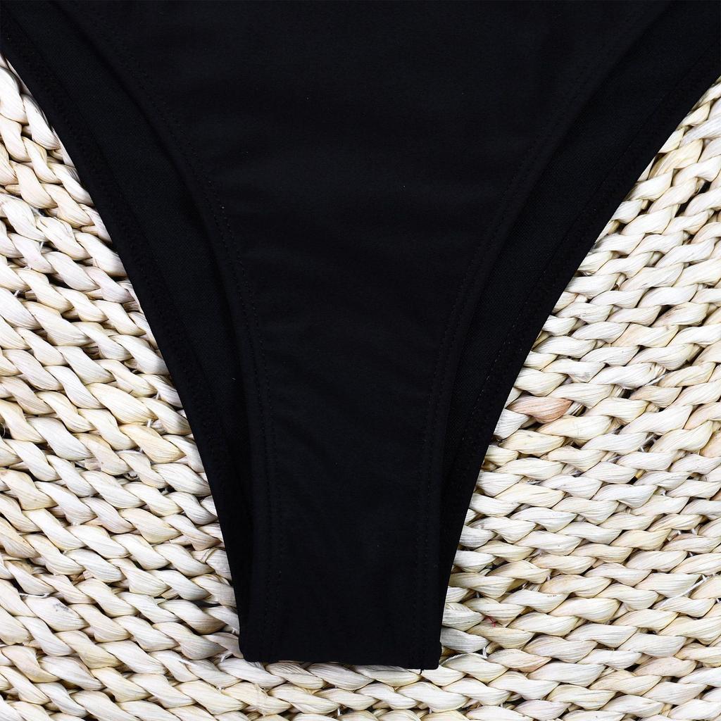 2024 Women's Black and White Colorblock Slimming One-Piece Swimsuit